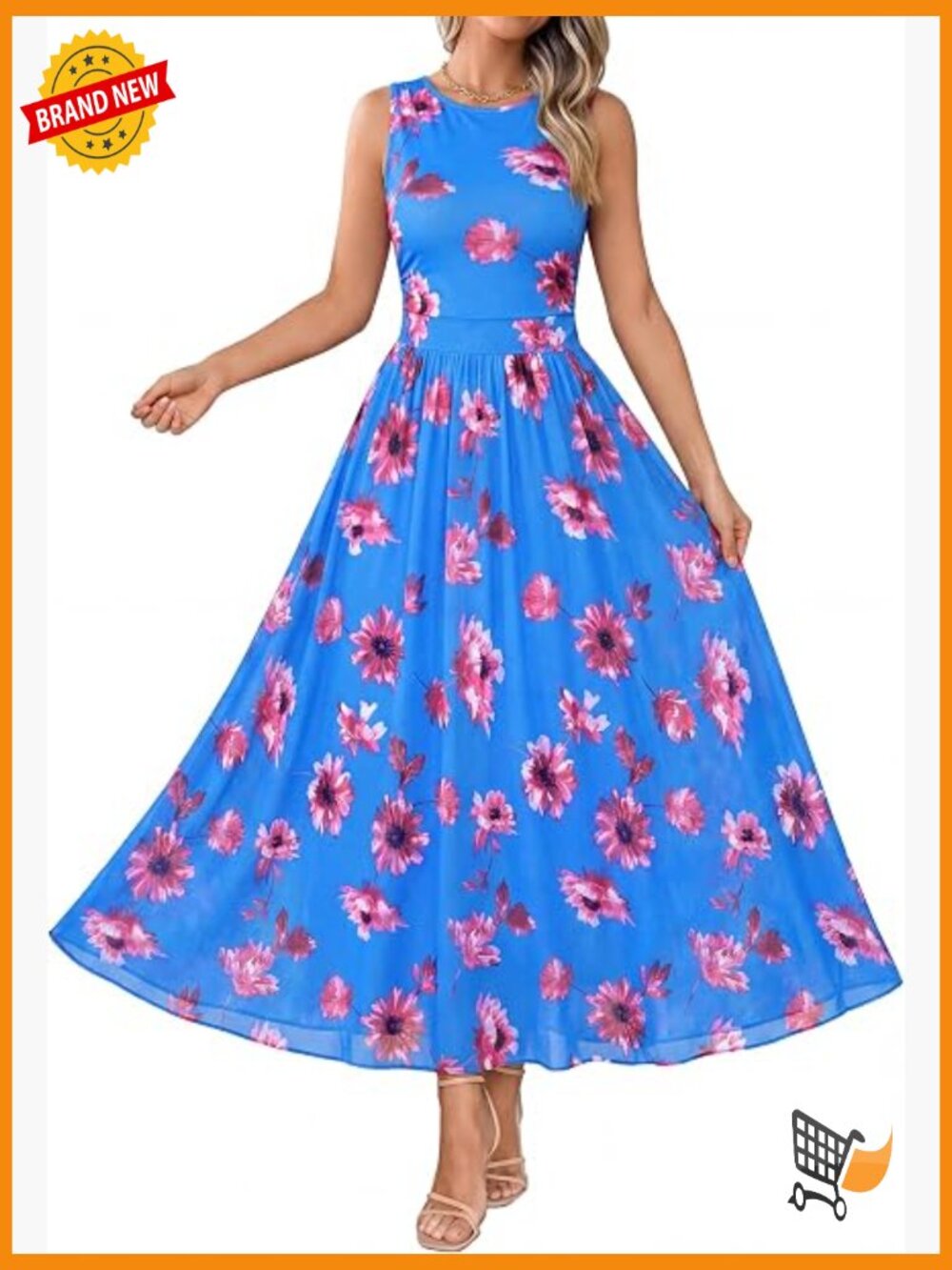 Sleeveless Flowy Maxi Dress with Pockets Casual Wedding Guest Sundress
